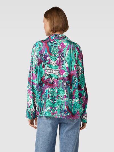 miss goodlife Blouse van viscose met all-over motief, model 'FEEL YOUR FEELINGS' Lichtturquoise - 5