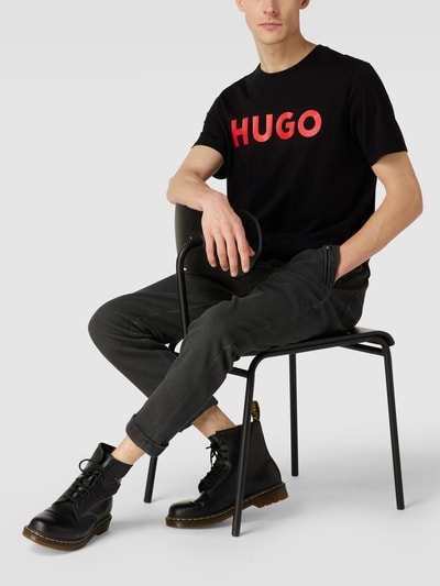 HUGO T-shirt met labelopschrift, model 'DULIVIO' Zwart - 1