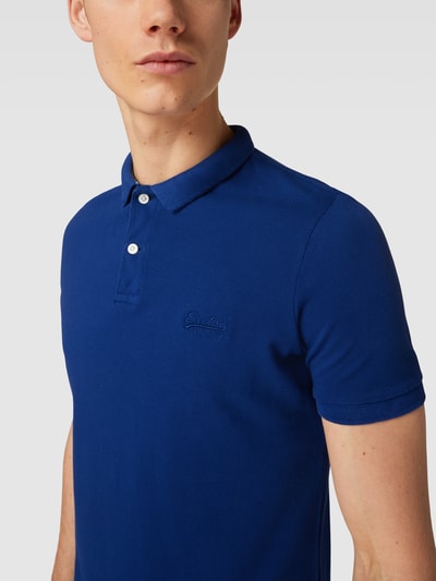 Superdry Poloshirt met logostitching, model 'VINT DESTROY' Koningsblauw gemêleerd - 3