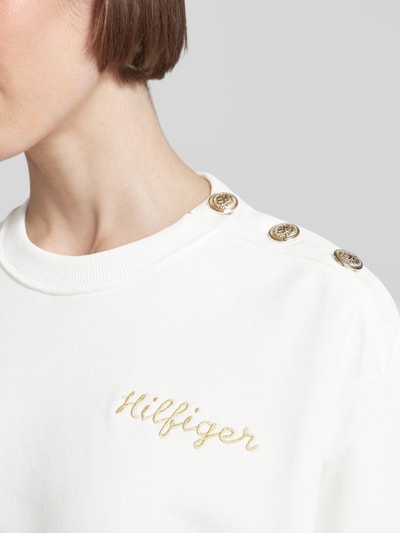 Tommy Hilfiger Sweatshirt met knoopsluiting Ecru - 3