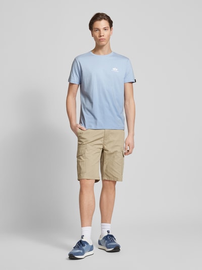 Alpha Industries T-shirt met labelprint, model 'BASIC' Lichtblauw - 1