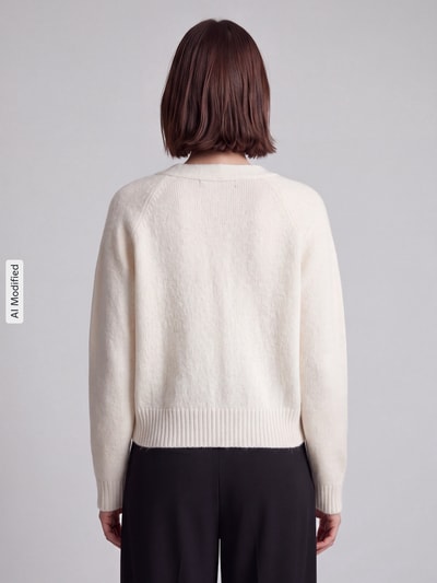 VERO MODA Oversized Strickjacke mit Woll-Anteil Modell 'BOOM'  Ecru 5