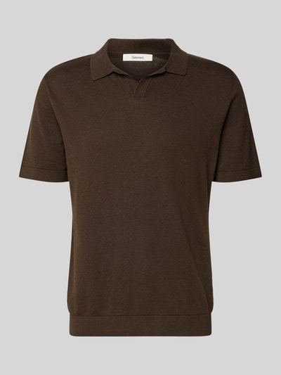 Selected Homme koszulka polo o kroju regular fit z mieszanki bawełny i lnu model 'MATTIS' Czekoladowy 2