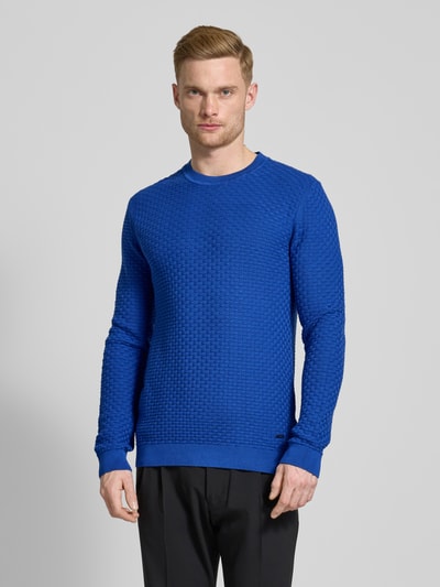 JOOP! Collection Sweter z dzianiny z okrągłym dekoltem model ‘Wanjo’ Królewski niebieski 4