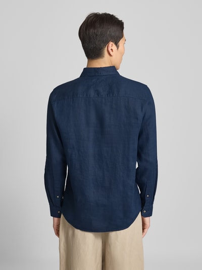 s.Oliver RED LABEL Regular Fit Leinenhemd mit Sportmanschetten Dunkelblau 5