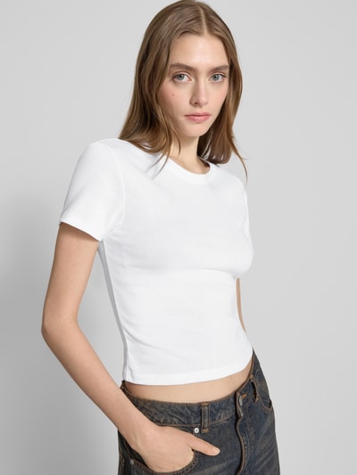 Only Slim Fit T-shirt aus reiner Baumwolle Modell 'ELINA' Weiss 3