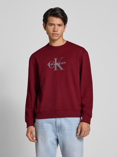 Calvin Klein Jeans Regular Fit Sweatshirt mit Logo-Print Modell 'Terry' Bordeaux 4