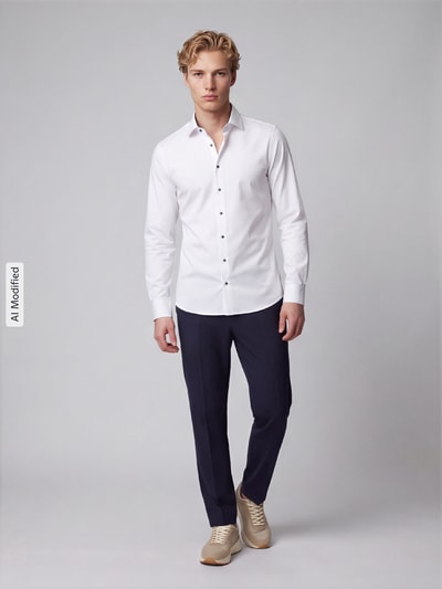 OLYMP No. Six Super Slim Fit Businesshemd aus Baumwoll-Mix Weiss 1