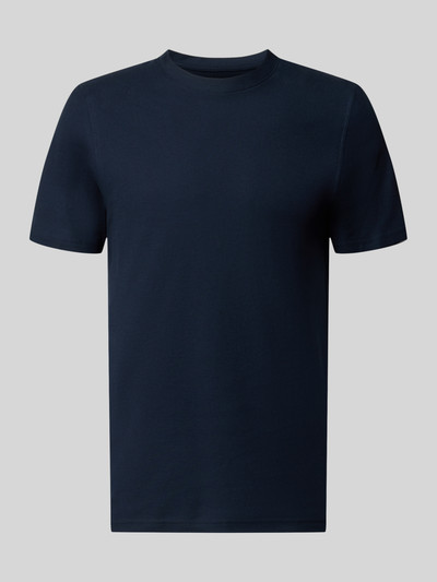 Produktfoto, T-Shirt mit Rundhalsausschnitt von MCNEAL in Dunkelblau, reine Baumwolle, Slim Fit, glatte Textur, klassische Form, Rückenlänge 68 cm bei Größe M