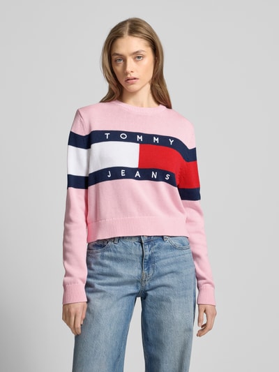 Tommy Jeans Strickpullover mit Logo-Detail Modell 'CENTER FLAG' Hellrosa 4