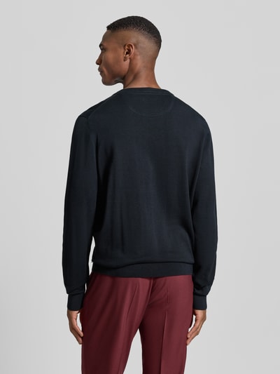 bugatti Strickpullover mit gerippten Abschlüssen Marine 5