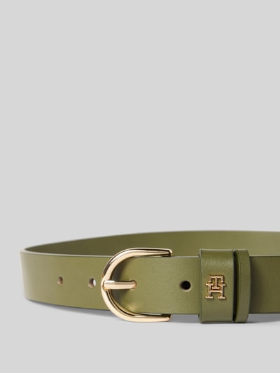 Tommy Hilfiger Pasek skórzany z monogramem z logo Khaki 2