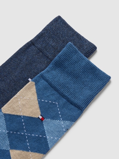 Tommy Hilfiger Socken mit Label-Detail im 2er-Pack Modell 'CHECK' Blau 2