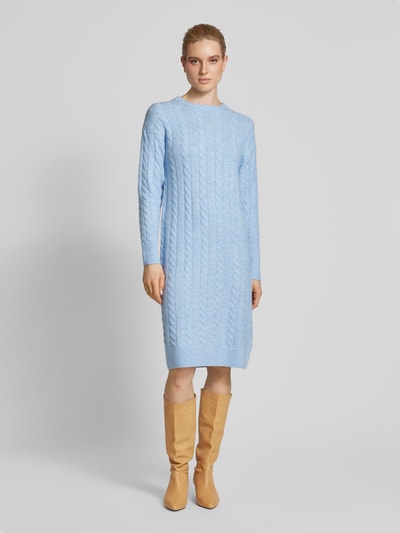 Christian Berg Woman Knielanges Strickkleid mit Zopfmuster Hellblau 4