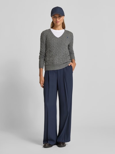 Polo Ralph Lauren Gebreide pullover met kasjmier, model 'KIMBERLY' Middengrijs gemêleerd - 1