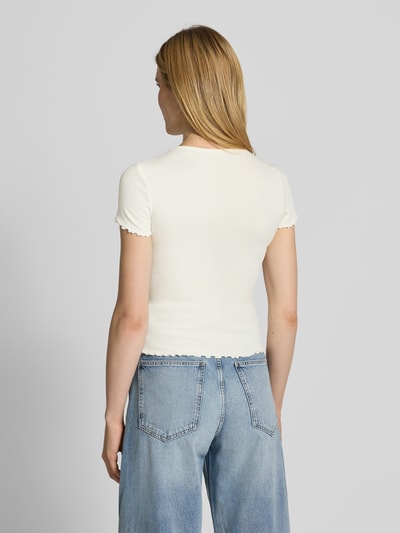 Jake*s Casual T-Shirt mit Muschelsaum Offwhite 5