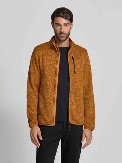 camel active Regular Fit Strickjacke in Melange-Optik mit Stehkragen Orange 4