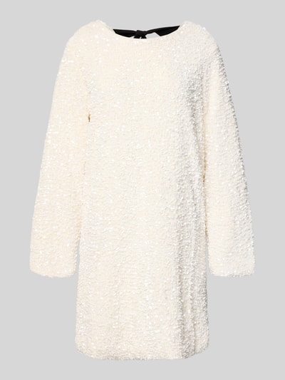Produktfoto, Knielanges Kleid mit Rundhalsausschnitt van VILLA SOPHIE in crème met pailletten, los model, knielengte, met onderjurk.