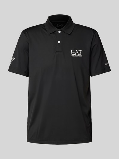 EA7 Emporio Armani Slim fit poloshirt met labelprint Zwart - 1