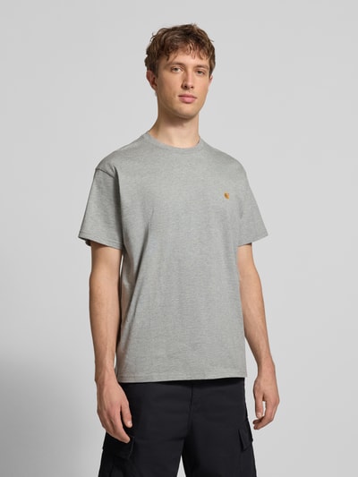 Carhartt Work In Progress Regular Fit T-Shirt mit Logo-Stitching Modell 'Chase' Mittelgrau Melange 4