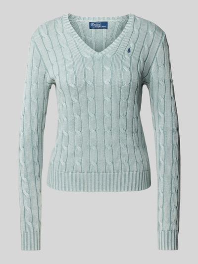 Polo Ralph Lauren Strickpullover mit V-Ausschnitt Modell 'KIMBERLY' Hellblau 2