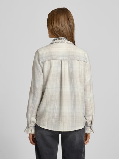 Emily Van den Bergh Regular Fit Hemdbluse mit Umlegekragen und Ziersteinen Offwhite Melange 5