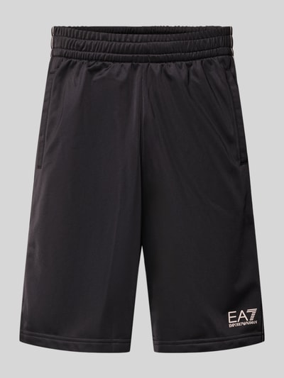 Produktfoto, Shorts mit Logo und Eingrifftaschen von EA7 Emporio Armani, Farbe Schwarz, Relaxed-Fit, elastischer Bund, glatte Textur