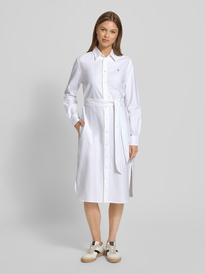 Polo Ralph Lauren Overhemdjurk met strikceintuur en logostitching Wit - 4