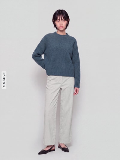 VERO MODA oversized pullover met wol model 'BOOM' Rookblauw - 1