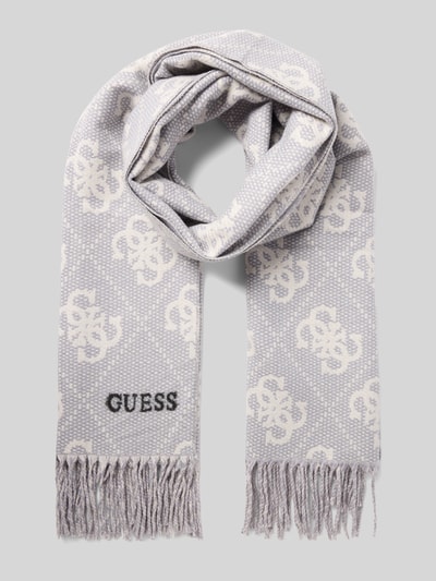 Guess Schal mit Viskose-Anteil Modell 'Jacquard' Hellgrau 1