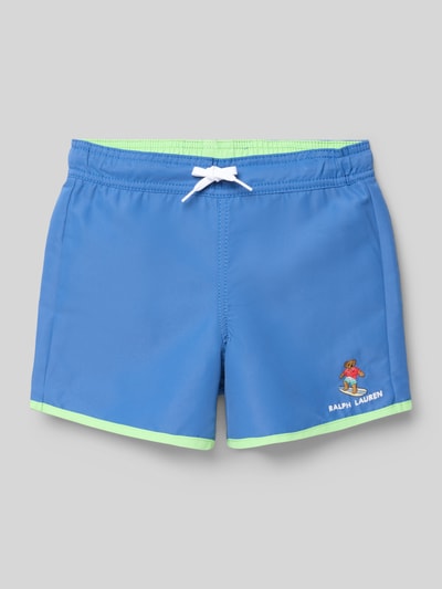 Polo Ralph Lauren Kids regular fit zwembroek met trekkoord en Polo Bear Koningsblauw - 1