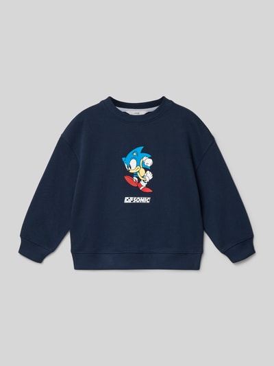 Produktfoto, dunkelblaues Sweatshirt mit Motiv Modell 'SONSETS' von Mango, Baumwoll-Mix, Rundhalsausschnitt, Regular Fit, Kinderbekleidung