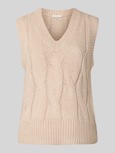 Tom Tailor Regular fit spencer van katoenmix met wol Taupe gemêleerd - 2