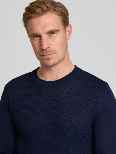Manuel Ritz Strickpullover mit Rundhalsausschnitt Marine 3