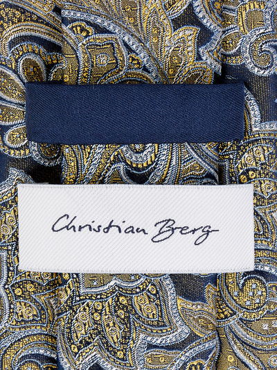 Christian Berg Men Krawat z jedwabiu z wzorem paisley (7 cm) Żółty 2