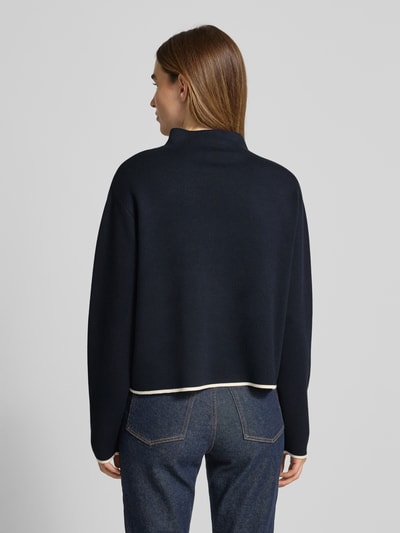 Jake*s Collection Strickpullover mit geripptem Stehkragen Dunkelblau 5