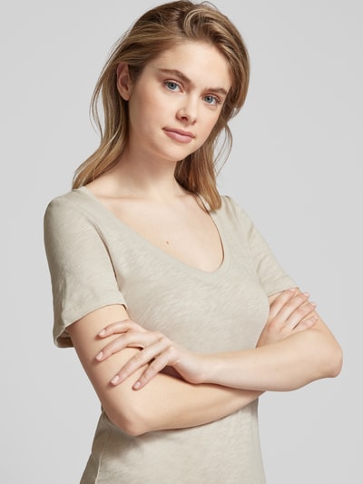 Marc O'Polo T-shirt z dekoltem w zaokrąglony serek Piaskowy 3