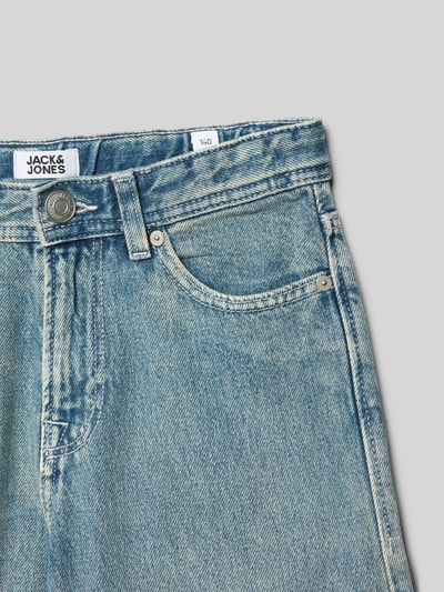 Produktfoto, lichte blauwe kinder Jeans im Used-Look Model 'ALEX' van JACK & JONES, puur katoen, relaxed fit, bandwijdte maat 140 34 cm, binnenbeenlengte maat 140 58 cm