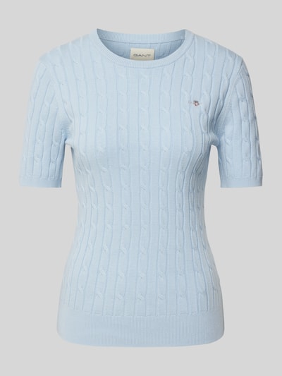 Gant T-shirt in tricotlook Lichtblauw - 2