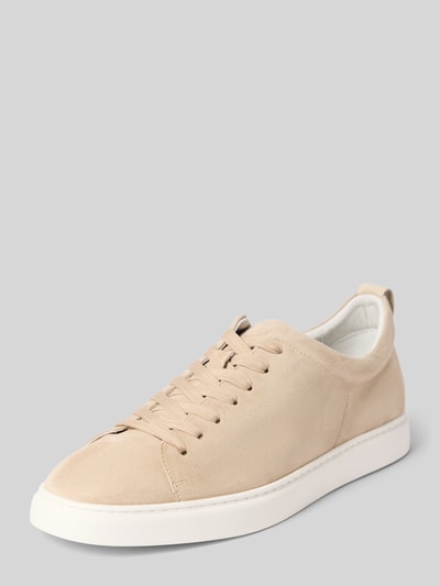 Produktfoto, Sneaker aus echtem Leder in Velours-Optik Modell 'Uwin' von CG - Club of Gents in Beige, abgerundete Passform, Schnürverschluss, weiße Sohle, strukturierte Oberfläche, Herren Sneaker, Absatzhöhe 3 cm, Schafthöhe 8 cm, Schaftweite 10 cm