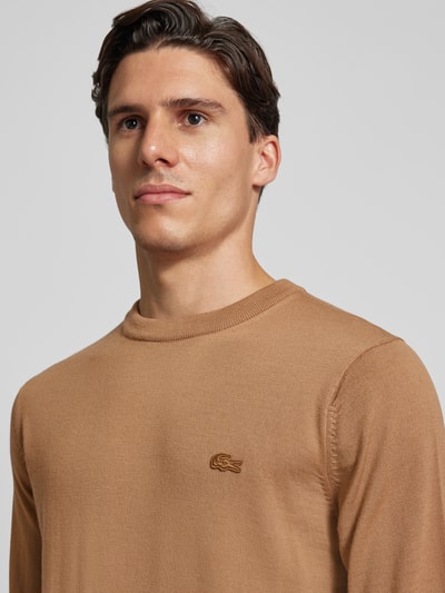 Lacoste Gebreide pullover van zuivere wol met logopatch Beige - 3