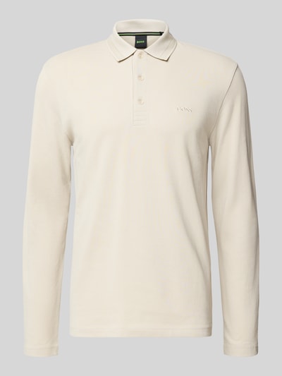 Produktfoto, Regular Fit Koszulka polo z czystej bawełny Model 'PLISY' od BOSS Green, jednokolorowy efekt, długi rękaw, wykończenie pika, haftowane logo.