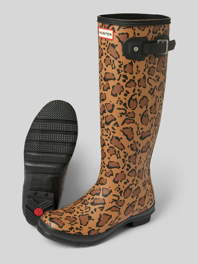 Hunter Gummistiefel mit Label-Detail Mittelbraun 4