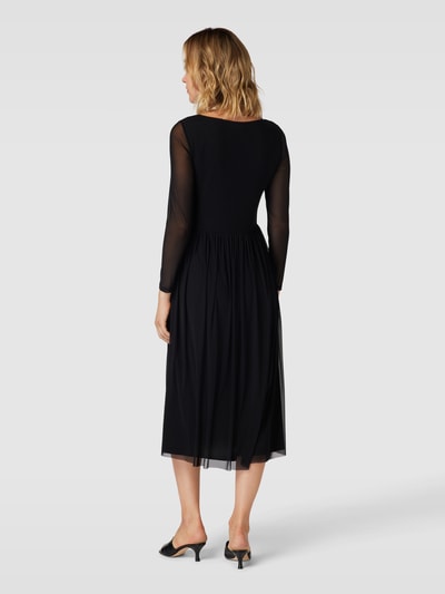 ROBE LÉGÈRE Midi-jurk met semi-transparante mouwen Zwart - 5