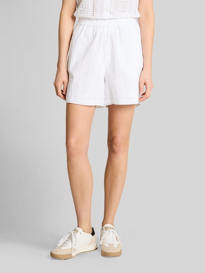 Tom Tailor Denim Relaxed Fit Shorts aus reiner Baumwolle mit Lochstickerei Weiss 4