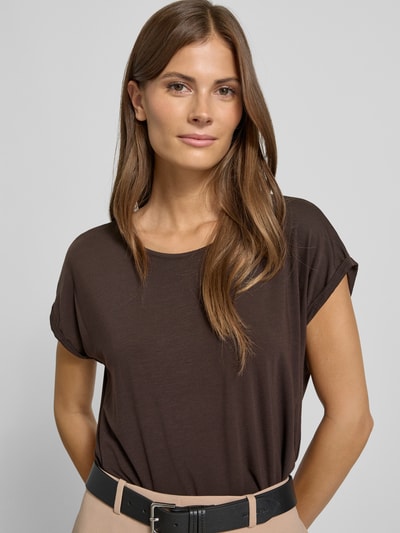 Vero Moda Regular fit T-shirt van lyocell-mix, model 'AVA' Chocoladebruin - 3