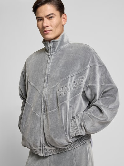 HUGO Oversized Sweatjacke aus Baumwoll-Mix Modell 'DELSO' Mittelgrau 3