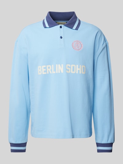 PROHIBITED Regular fit poloshirt met labelprint Aquablauw - 2