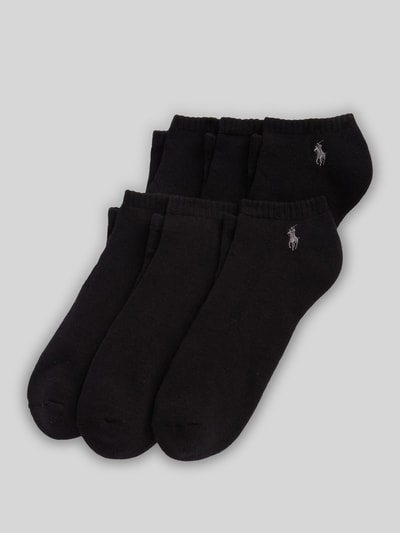 Produktfoto, Sneaker-Socken aus Baumwoll-Mix im 6er-Pack von Polo Ralph Lauren Underwear, czarne, jednolite, logo, elastyczny ściągacz, multipak, materiał bawełna-mieszanka