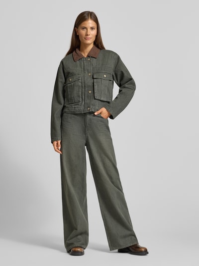 Vero Moda Wide Leg Jeans aus reiner Baumwolle Modell 'WIEN' Oliv 1